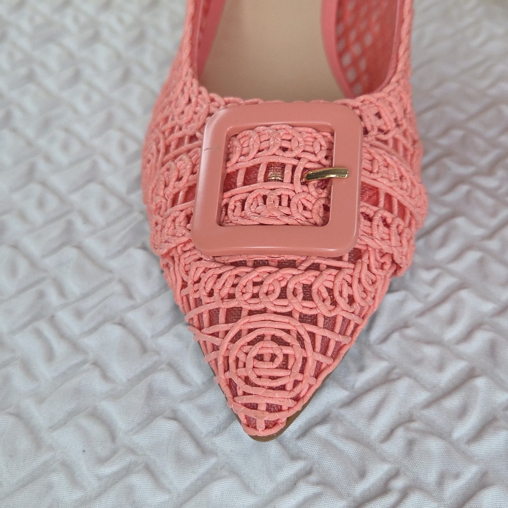 Alex Marie Coral Pink Woven Pointed Kitten Heels 7.5 - Picture 6 of 16